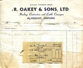 Invoice from R Oakey & Sons to Mr A Townsend of Ashtree farm, Weald
