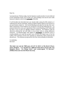 from W Harcourt re enclosure at Aston [196612]