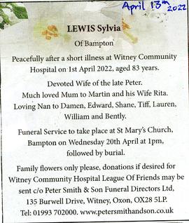 Death of Sylvia Lewis