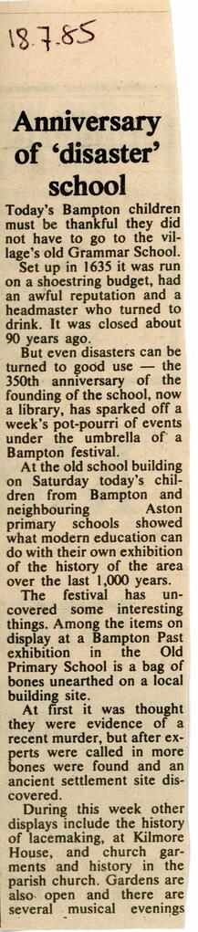 July 18Th 1985. Bampton Festival - Anniversary Of 'Disaster School'