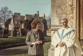 Rev. Andrew Scott incumbent with Mrs Sarah Evans, sacristan. 1983