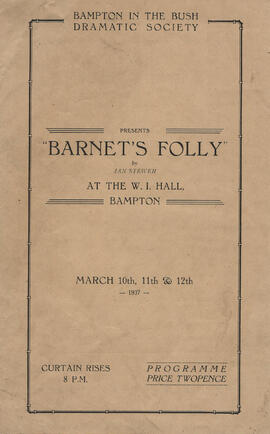 Barnet's Folly March 10th, 11th & 12th 1937 Program front cover