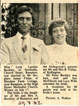 July 29Th 1982 Lynn Laraine Beckley M Stephen James Finlay