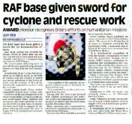 RAF Brize Norton awarded the Firmin Sword of Peace for humanitarian activities