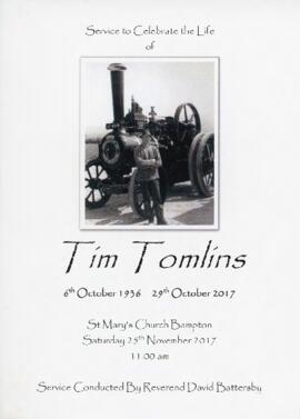Tim Tomlins, October 6th 1936 to October 29th 2017