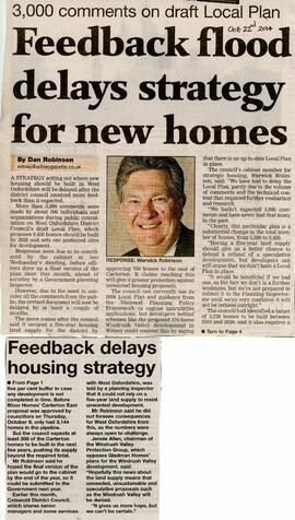 Witney Gazette October 22nd 2014. A strategy setting out where new housing should be built in Wes...