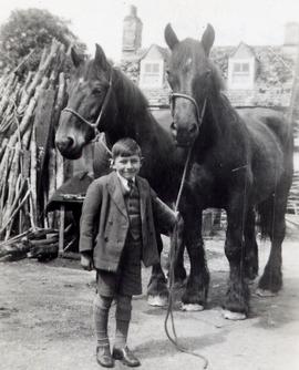 Frank Hudson with grandfather Alberrt Townsend's last two horses