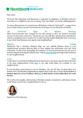 Covid:  Nextdoor Leaflet