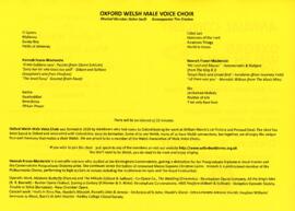 Program Oxford Welsh Male Voice Choir at St Mary's