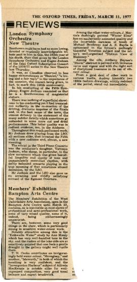 Review of the exhibition held in the Gallery March 1977