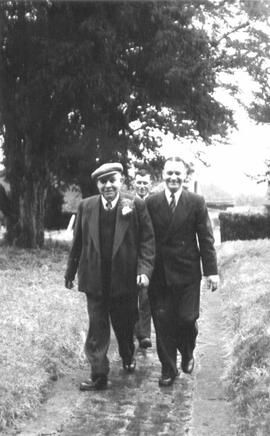Frank Tanner on the left on his way to a family wedding with Jock Court the father of Barbara and...