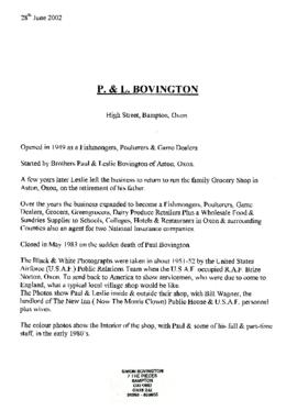 P & L Bovington, history and photographs
