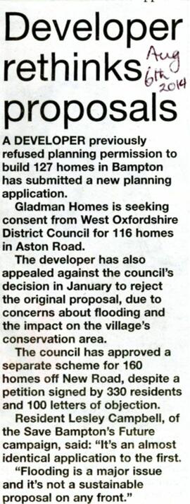 Gladman Homes have have submitted a new application to build 116 homes instead of 127