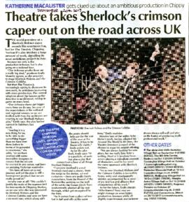 Sherlock Holmes, Crimson Cobbles by Chipping Norton Theatre Company. Sept 30th 2017