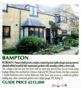 Witney Gazette June 2nd 2014. A retirement home for sale in The Lanes with a guide price of £215,000