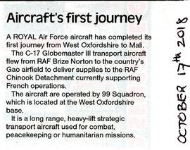 RAF Brize Norton: C-17 Globemaster first journey