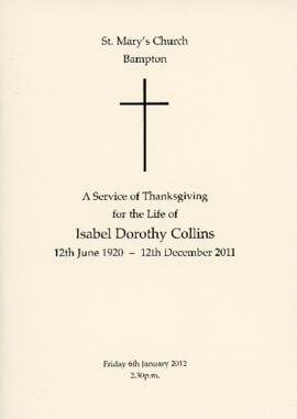 Isabel Dorothy Collins June 12th 1920 to December 12th 2011