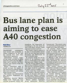 Witney Gazette July 22 2015. Plan to ease congestion on A40