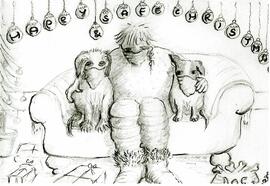 Covid: Hand drawn Christmas Card by Jo Lewington