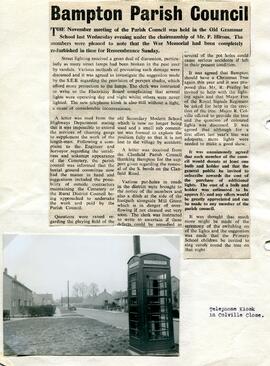 Report of the November meeting of the Parish Council