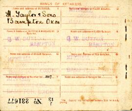 William Hudson: WWI  Ration Book of Bill & Annie Hudson