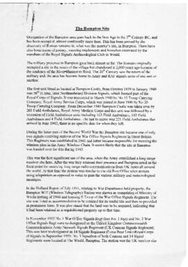 History of RAF Bampton Castle & the Signal Unit for an exhibition by Cprl David Duncan