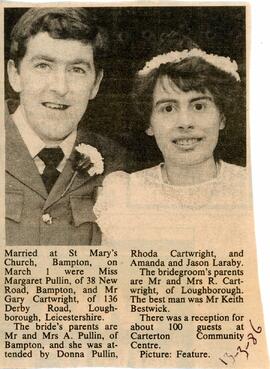 March 13Th 1986 Margaret Pullin & Gary Cartwright