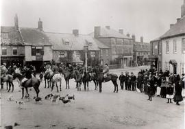 A hunt meet outside The Talbot & Rosemary House.
