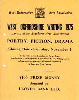 WOAA writing 1975, Poetry, Fiction & Drama competition November 1975