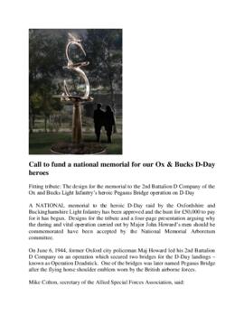 Call to fund a national memorial for our Ox & Bucks D-Day heroes.