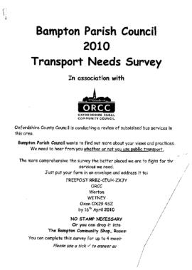 BAMPTON PARISH COUNCIL 2010 TRANSPORT NEEDS SURVEY