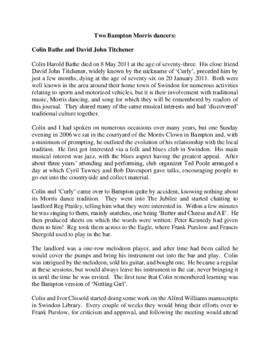 Obituaries for Colin Harold Bathe and David John Titchener