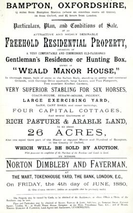 Sale notice for Weald Manor June 4th 1880
