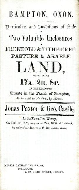 Freehold & Tithe-Free pasture & arable Aug 2nd 1866