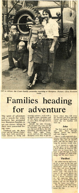Barry & Geraldine Court & Gerald & Yvonne & son Lee set off to cross Africa 1975