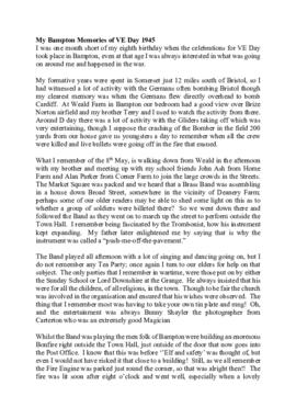 My Bampton Memories of VE Day 1945 by Don Rouse