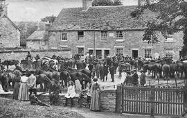 Horse Fair in Church Green seen from the churchyard