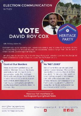 Election 2024. Heritage Party fliers