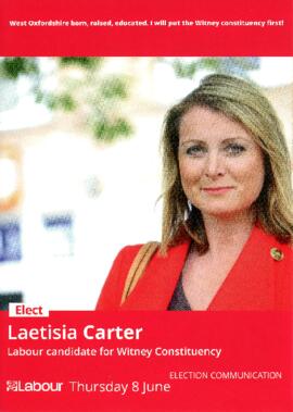 Laetisia Carter Labour, Flyer for June 8th 2017 General Election