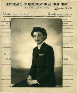 Molly Rose second officer; qualification as first pilot and her log book & Ferry Pilot's note...
