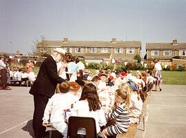 VE Day re-enactment. Vicar Rev. Andrew Scott