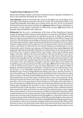 Transliteration of indenture (PDF)
