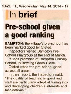 Bampton Pre School Rating 2014