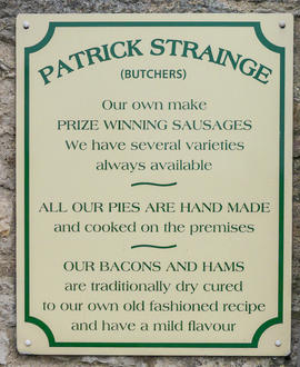 Sign at the Patrick Strainge butcher