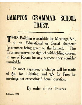 Bampton Grammar School Trust Feb 1924