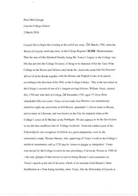 Vesey Family History: Peter McCullough,   Lincoln College