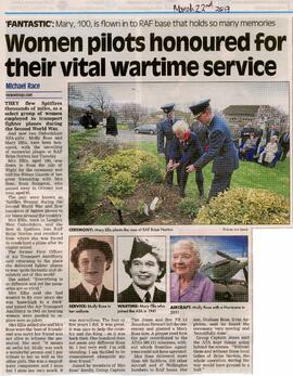 Women pilots honoured for their vitale wartime service