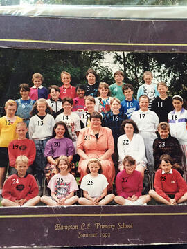 Miss Millar and her class of 1992 Bampton Primary School
