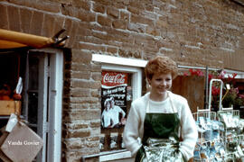 Miss Vanda Govier working at Adrian Simmonds' shop 1983