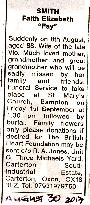 Fay Smith Address and notice of her death in the Witney Gazette